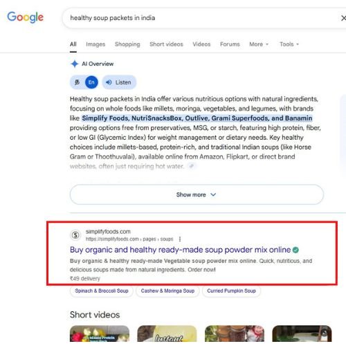 Ecommerce SEO proof for Indian ecommerce brand