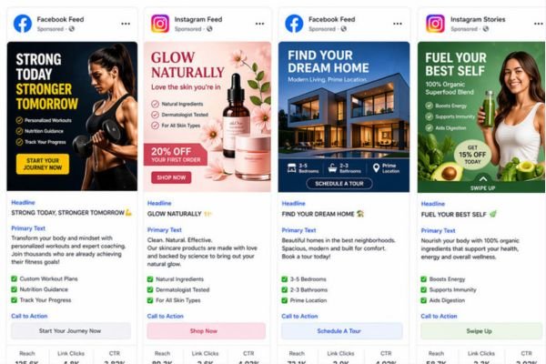 Meta ad examples shown in phone mockups