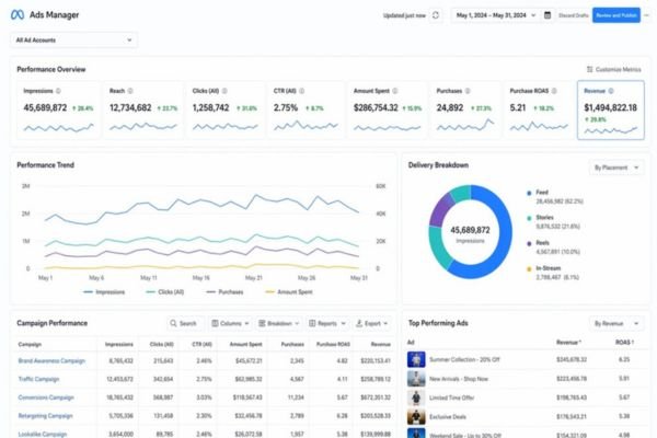 Meta Ads campaign list showing lead campaigns